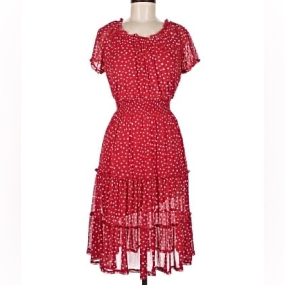 Kate and Lily Petite Red Polka-Dot Dress